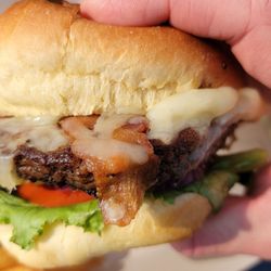 Bull & Bear Roadhouse - "Vermonter" burger: The peppered bacon was crispy and tasted great underneath all the cheese!