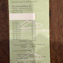 Dry Cleaning Depot - copy of my receipt