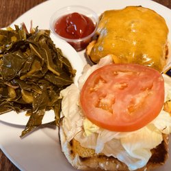 Bubba's Bistro - The Hill Burger with Collard Greens ($10.95).