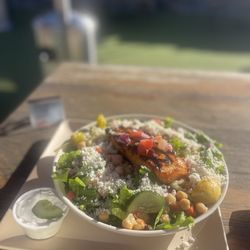 The Great Greek Mediterranean Grill - Salmon Plate was yummy and the outside seating was comfy