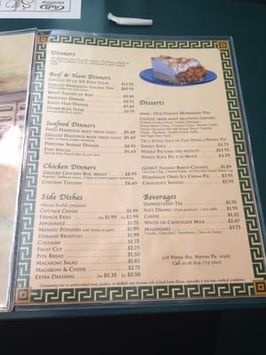 Menu photo 2 Plaza Restaurant Warren, PA