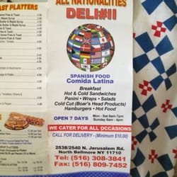 All Nationalities Deli - Menu, front cover