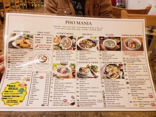 Menu photo 5 Pho Mania Lacey, WA