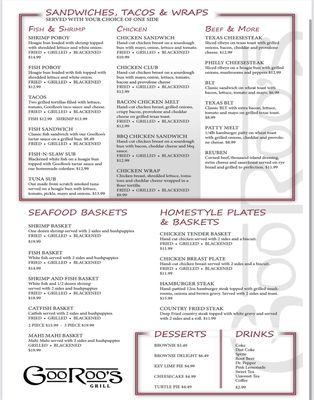 Menu photo 3 GooRoo's Grill Robertsdale, AL
