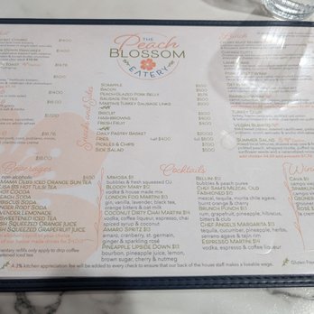 Peach Blossom Eatery - Menu August 2024 - Breakfast & Brunch Near Me - Newark, Delaware