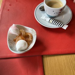 L'Aiglon - Candied orange peel and meringue. Espresso (of course!)