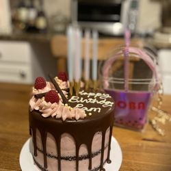 Cake Life Bake Shop - Raspberry & Chocolate Birthday Cake. Thank you for the cute birthday gift, Nikki B. Love you!