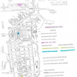 Map of Seward w/ Windsong shuttle stops (once an hour in 2 different places) Map of Seward w/ Windsong shuttle stops (once an hour in 2 different places)