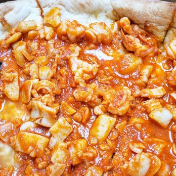 Master Pizza - Seafood Pie- sauteed shrimp, scallops and clams in a light wine marinara sauce- Shrimply good! - Italian Near Me - Union, New Jersey