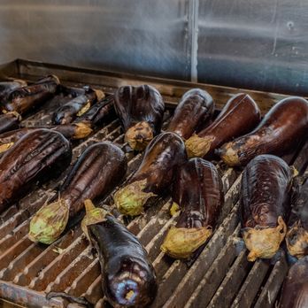 Let's Meat - Grilling Eggplants for freshly made Baba ghanoush. - Meat Shops Near Me - Montebello, California Let's Meat - Grilling Eggplants for freshly made Baba ghanoush. - Meat Shops Near Me - Montebello, California
