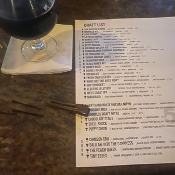 502 Bar - Draft beef menu (ordered the Dalilah: Into the Darkness) - Bars Near Me - San Antonio, Texas