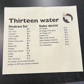 Thirteen Water - "menu" - Sushi Bars Near Me - New York, New York Thirteen Water - "menu" - Sushi Bars Near Me - New York, New York