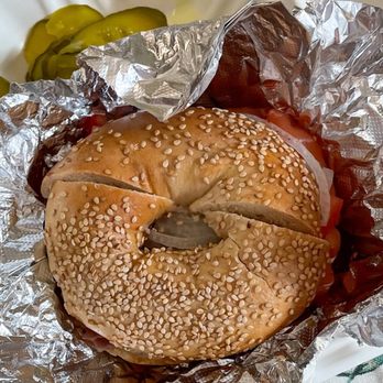 Bagel Bin - The generous lox and generous cream-cheese toasted sesame bagel with capers and thin-sliced onions - Bagels Near Me - Ellicott City, Maryland