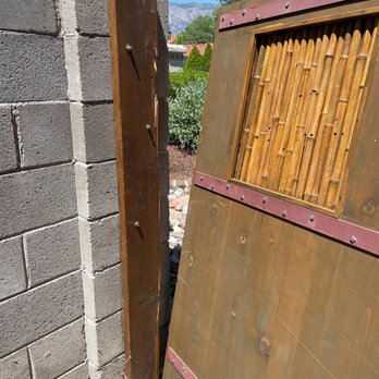 City Iron - Broken wooden gate, hinges pulled out - Metal Fabricators Near Me - Albuquerque, New Mexico