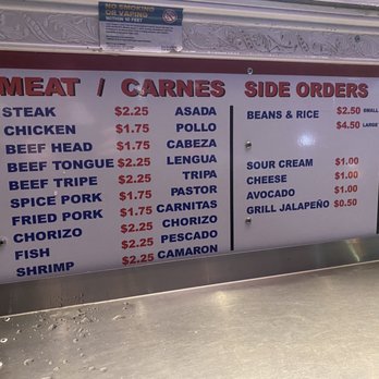 El Caporal Taqueria - prices of meat and vegetables - Food Trucks Near Me - Silverton, Oregon