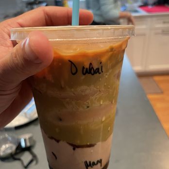 Harbor Fox Coffee Bar - Dubai chocolate iced latte - Coffee & Tea Near Me - West Dennis, Massachusetts