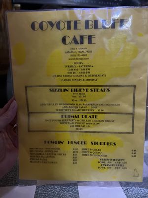 Menu photo 4 Coyote Bluff Cafe Amarillo, TX
