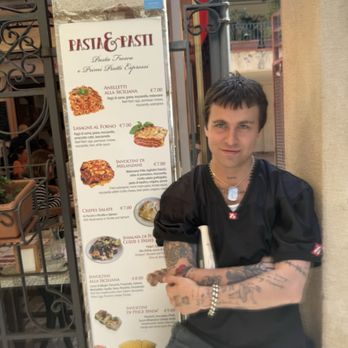 Pasta & Pasti - Boy in front of menu - Mediterranean Near Me - Cefalù, Pennsylvania