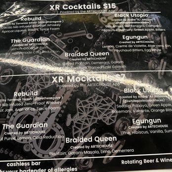 ARTECHOUSE DC - Bar menu - Art Galleries Near Me - Washington, DC, District of Columbia