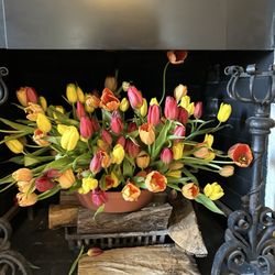Netherlands Embassy - Another fireplace, filled with tulips
