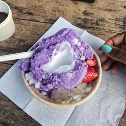Ube, lychee, and strawberry ice Ube, lychee, and strawberry ice
