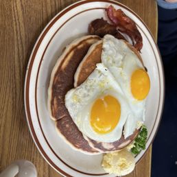 Pancakes, bacon, and eggs Pancakes, bacon, and eggs
