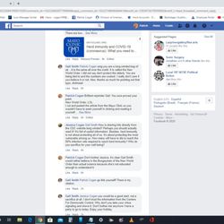 Gail Ellen Smith - Screen cap of a Face Book discussion with Gail where she says my wife's death would be a good start for 80% C-19 mortality.