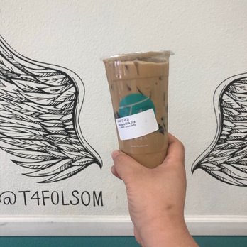 T4 Folsom - Okinawa Milk Tea with grass jelly - Bubble Tea Near Me - Folsom, California