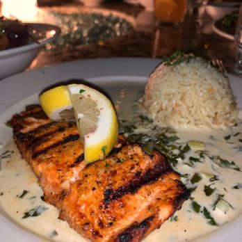 Zaytoon - Salmon with Basil Cream - Lebanese Near Me - Santa Barbara, California Zaytoon - Salmon with Basil Cream - Lebanese Near Me - Santa Barbara, California