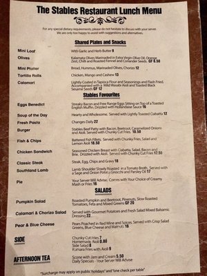 Menu photo 3 Stables Restaurant & Wine Bar Arrowtown, OTA
