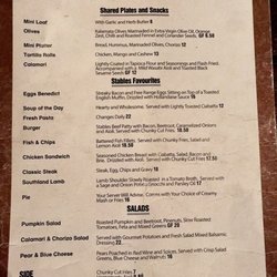 Stables Restaurant & Wine Bar - Lunch menu 7/1/17