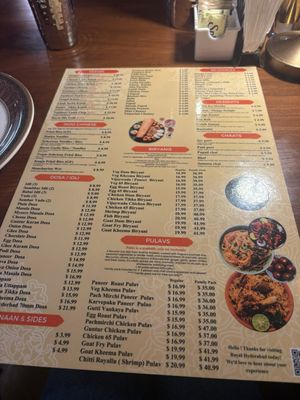 Menu photo 1 Royal Hyderabad Albuquerque, NM