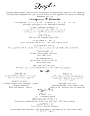 Menu photo 2 Longhi’s Kaanapali Lahaina, HI