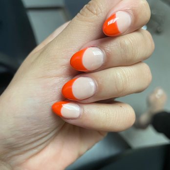 Polish'd Nail Bar - French nails taking up half of the nail - Nail Salons Near Me - Tampa, Florida Polish'd Nail Bar - French nails taking up half of the nail - Nail Salons Near Me - Tampa, Florida