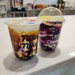Tiger sugar latte and ube boba Tiger sugar latte and ube boba