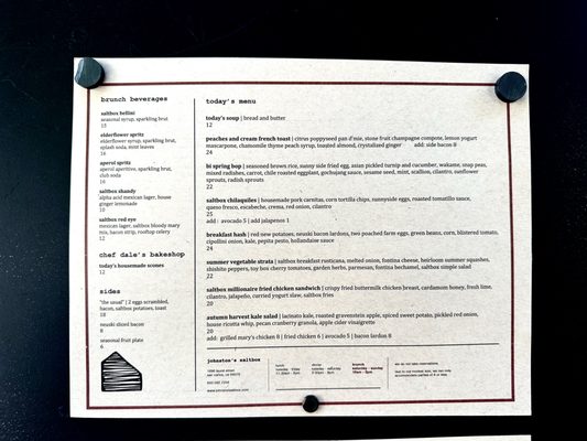 Menu photo 2 Johnston's Saltbox San Carlos, CA