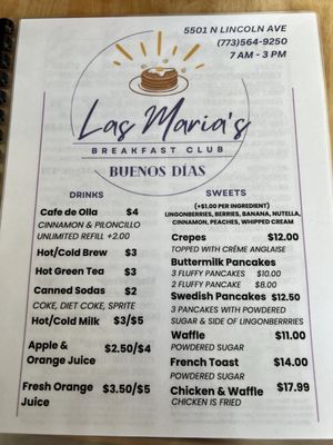 Menu photo 2 Las Maria’s Breakfast Club Chicago, IL