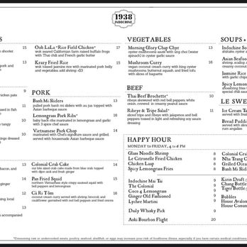 1938 Indochine - Menu - Vietnamese Near Me - Honolulu, Hawaii 1938 Indochine - Menu - Vietnamese Near Me - Honolulu, Hawaii