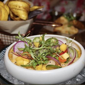 Toro - Ceviche Amarillo with plantain chips - Latin American Near Me - Denver, Colorado Toro - Ceviche Amarillo with plantain chips - Latin American Near Me - Denver, Colorado