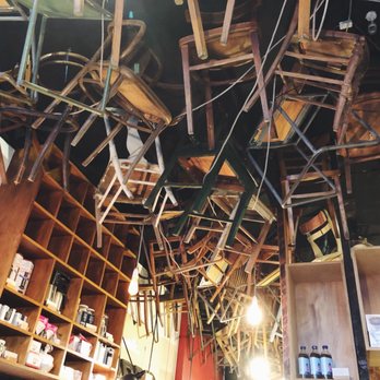 Brother Baba Budan - Quirky interior, with wooden chairs hanging from the ceiling :) - Coffee & Tea Near Me - Melbourne, VIC Brother Baba Budan - Quirky interior, with wooden chairs hanging from the ceiling :) - Coffee & Tea Near Me - Melbourne, VIC