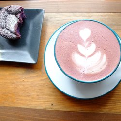 Cerberus Coffee - Ube mochi muffin and ube latte