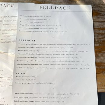Fellpack - Dinner menu - Coffee & Tea Near Me - Keswick, CMA