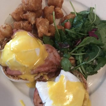 Beach Cafe - Eggs Benedict side of tots. - American Near Me - New York, New York
