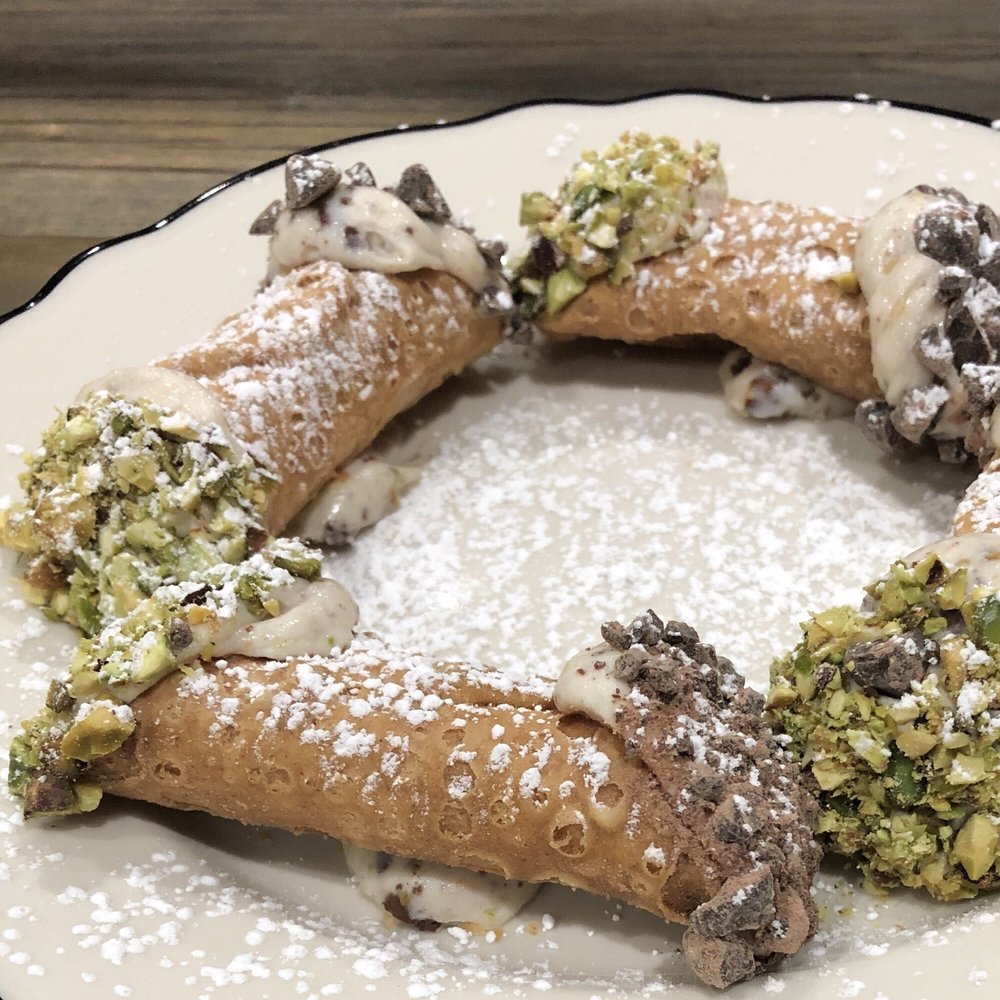 Dante's Pizza - Cannolis with homemade filing and toppings of dark chocolate, pistachio and confectioners sugar - Pizza Near Me - New Canaan, Connecticut