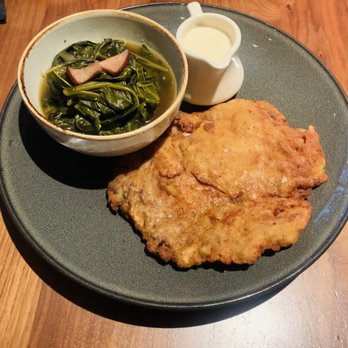 Fixe Southern House - CHICKEN FRIED RIBEYE USDA PRIME, BRAISED COLLARDS, BLACK PEPPER BACON GRAVY - Southern Near Me - Fort Worth, Texas Fixe Southern House - CHICKEN FRIED RIBEYE USDA PRIME, BRAISED COLLARDS, BLACK PEPPER BACON GRAVY - Southern Near Me - Fort Worth, Texas