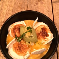 The Black Rat - Matcha ice cream, sea buckthorn posset, manadrin granita, fennel meringue.