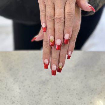 Vamp Nail Bar - French hot red chrome - Nail Salons Near Me - Gilbert, Arizona