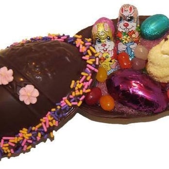 Betty's Chocolates - a chocolate easter egg decorated with candy - Chocolatiers & Shops Near Me Betty's Chocolates - a chocolate easter egg decorated with candy - Chocolatiers & Shops Near Me