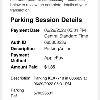 A and E Towing - RECEIPT FROM EMAIL CONFIRMING I HAD PAID FOR PARKING FOR 3 HOURS ON THE STREET - Towing Near Me - Mesquite, Texas