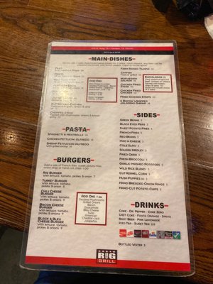 Menu photo 3 North Rig Grill Denison, TX